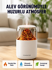 280ml Alev Işıklı Ultrasonik Hava Nemlendirici Sessiz ve USB Şarjlı