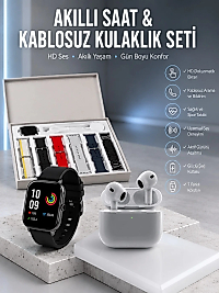 7 Kordonlu Akıllı Saat Ve 3.Nesil Kulaklık Dokunmatik Ekran Sesli Görüşme Yapabilen