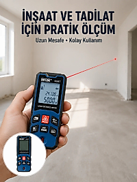 Dijital Lazer Mesafe Ölçüm Cihazı İnşaat ve Ev Kullanımı Yeni Nesil