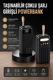Powerbank 60.000 MAH 4 Portlu Uzun Şarj Süreli Dijital Göstergeli