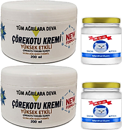 ÇÖREKOTU ÇÖREK OTU KREMİ WHİTE BOX 2 ADET 200 ML + 2 ADET SNOW KİTTEN 50 ML MENTHOL BALM / SETİ