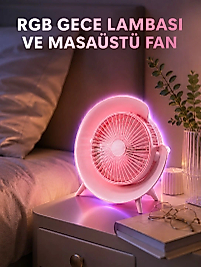 Gece Lambalı Renk Değiştiren Masaüstü Fan