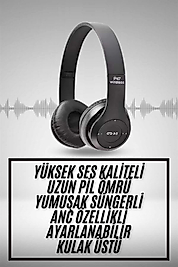 Kulak Üstü Bluetooth Kulaklık Yüksek Ses Kaliteli Ayarlanabilir