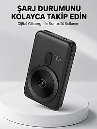 LCD Ekranlı Kablosuz Powerbank Type C ve USB Çıkışlı Yeni Nesil