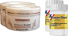 THREE BRAND WHİTENİNG CREAM 100 ML ARNAVUT KREMİ AKLIK KREMİ 2 ADET + RUSSIAN GLARE TÜY DÖKÜCÜ AZALTICI MERHEM 50 ML 2 ADET