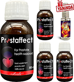 PROSTAFFECT 50 ML ŞURUP 4 ADET ERKEKLERİN ÖZEL DURUMLARINA IÇECEK FORMUNDA ÖZEL ŞURUB + LUSTRA MASAJ YAĞI