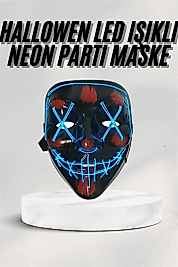 Led Işıklı Neon Maske Cadılar Bayramı Maskesi Korkunç Korku Maskesi