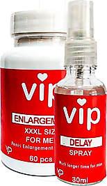VIP ERKEKIERE ÖZEL DELAY30 MLSPREY + ÖZEL XXXLŞEKİLLENDİRME 60 LI CAPS EN BOY EBAT
