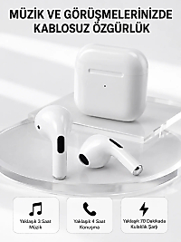Bluetooth 5.3 TWS Kablosuz Kulak İçi Kulaklık 25 Metre Menzil Şarj Kutulu