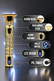 Tıraş Makinesi Şarjlı Profesyonel Saç Kesme Makinesi Gold Çizik Tıraş
