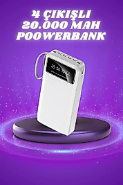 Powerbank Şarj Cihazı 4 Çıkışlı 20.000 MAH Powerbank Taşınabilir Çoklu Giriş