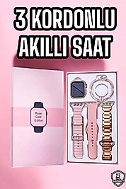 Akıllı Saat Amoled Ekran 3 Kordonlu Aksesuar Hediyeli Sesli Görüşme