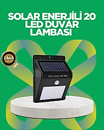 Solar Enerjili 20 LED Hareket Sensörlü Duvar Lambası