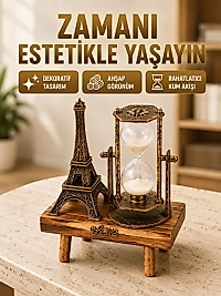 Ahşap Gövdeli Dekoratif Kum Saati – Masa Üstü El Sanatı Aksesuarı