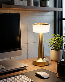 Şarjlı Dokunmatik LED Masa Lambası Gold Kare Model XXUCZZZMANTARGOLDKARE-1