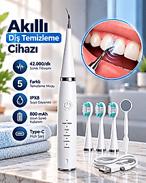 1. Taşınabilir Akıllı Diş Temizleme Cihazı Ayarlanabilir 5 Kademe Type C Şarjlı Sonic Temizleme