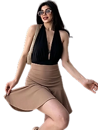 Volanlı Etek - KAHVERENGİ