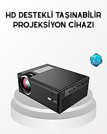 Full HD 1080p Projeksiyon Cihazı Taşınabilir LED Teknolojili ve HDMI Uyumlu