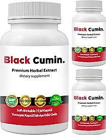 BLACK CUMİN - 3 ADET SOĞUK SIKIM SİYAH KİMYON TOHUMU YAĞI İLE NİGELLA SATİVA TOHUMLU 15 SOFT JEL KAPSÜL