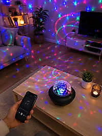 Bluetooth Hoparlörlü RGB Disko Işığı Müzikli Parti Lambası USB TF Kart Destekli