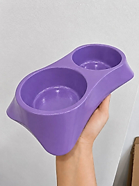 İkili Model Beton Kedi Köpek Mama ve Su Kabı (24cm × 12cm × 5cm) - Mor