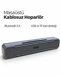 Metal Izgara Ön Yüzeyli Uzun Gövdeli USB Destekli Kablosuz Masaüstü Hoparlör