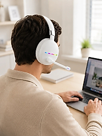Beyaz Bluetooth 5.0 Mikrofonlu Kablosuz Kulak Üstü Kulaklık RGB Işıklı Type-C Şarjlı