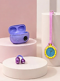 Kablosuz Kulaklık ve Pembe Çanta Charm Saat İkili Kampanya Seti Şarj Kutulu Taşınabilir Tasarım