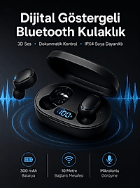 İkili Bluetooth Kulaklık Dijital Göstergeli Uzun Pil Ömrü Yüksek Ses Kaliteli Yeni Nesil