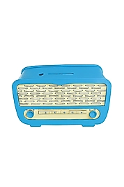 Radyo Kumbara - Ceviz Ağaçı işleme - MAVİ