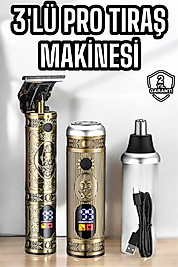 Tıraş Makinesi Üç Başlıklı Saç Sakal ve Vücut Tıraşına Uygun