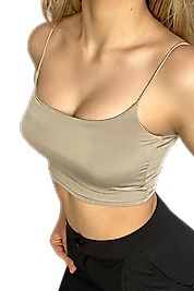 Askılı Crop Bluz-BEJ
