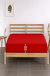 %100 PAMUKLU TEK KİŞİLİK PREMİUM PENYE ÇARŞAF-Kırmızı