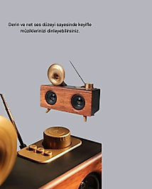 Çift Hoparlörlü Retro Bluetooth Speaker 1800mAh Bataryalı AUX USB SD Kartlı