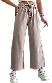 Palazzo Pantolon Paçası Püsküllü -Bej