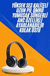 Wireless 5.0 Bluetooth Kablosuz Kulaklık ANC Özellikli Kulak Üstü Ayarlanabilir
