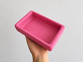 Dikdörtgen Model Beton Kedi Köpek Mama ve Su Kabı 18 x 10,5 x 4,5 cm - Pembe