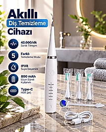 Sonic Titreşimli Akıllı Diş Temizleme Cihazı Type C Şarjlı 5 Kademeli Temizleme Sistemi
