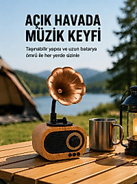 Taşınabilir Mini Retro Radyo Bluetooth Hoparlör USB SD AUX Destekli Yeni Nesil
