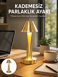 LED Masa Lambası 3 Renk Ayarlı Şarjlı Kablosuz Modern Tasarım Yeni Nesil
