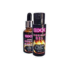 SIXX BAY VE BAYANLARA UYGUNLUBRİKANT60 ML JEL + KADINLARA ÖZEL CİNSELDAMLA