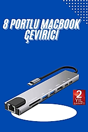 Usb Type-c Hub Dönüştürücü Çevirici Çoklayıcı Macbook Çevirici 8 Portlu
