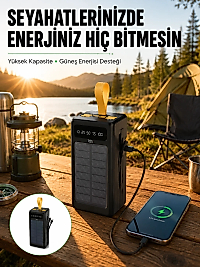 Taşınabilir Güneş Panelli Powerbank Çoklu Cihaz Şarj Destekli Yeni Nesil