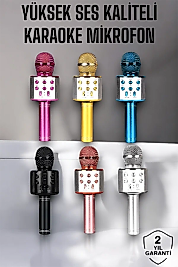Kablosuz Bluetooth Karaoke Mikrofon USB ve AUX Girişli, Yüksek Ses Kalitesi