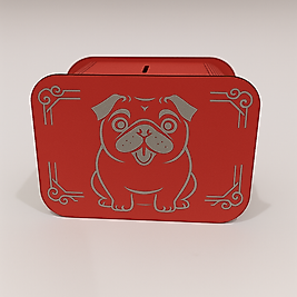 Köpek Kumbara - Ağaç işleme -Ceviz Ağacı-Kırmızı