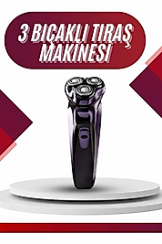 Tıraş Makinesi 3 Bıçaklı Döner Başlıklı Profesyonel Paslanmaz Çelik