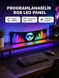 RGB LED Panel – Çok Renkli, Kumandalı, USB Bağlantılı Yazı ve GIF Gösterimli Akıllı Lamba