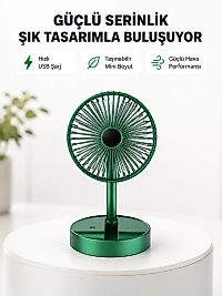 Katlanabilir Mini Fan – 3 Kademeli Soğutma, Şarjlı