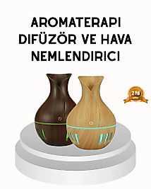 Ahşap Desenli 130 ml Aromaterapi Difüzör Sessiz ve USB Bağlantılı