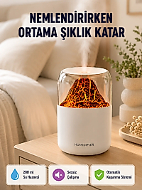 Alev Efektli Ultrasonik Uçucu Yağ Difüzörü 280ml Su Tanklı ve Sessiz Çalışma Özellikli